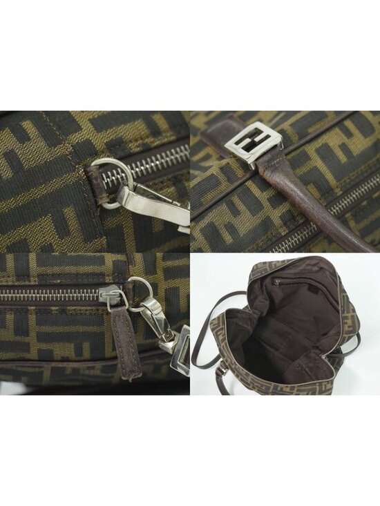 Fendi Zucca 2 Way Vanity Bag - Brown | Editorialist Fendi Zucca 2-Way Business Shoulder Bag Canvas Brown